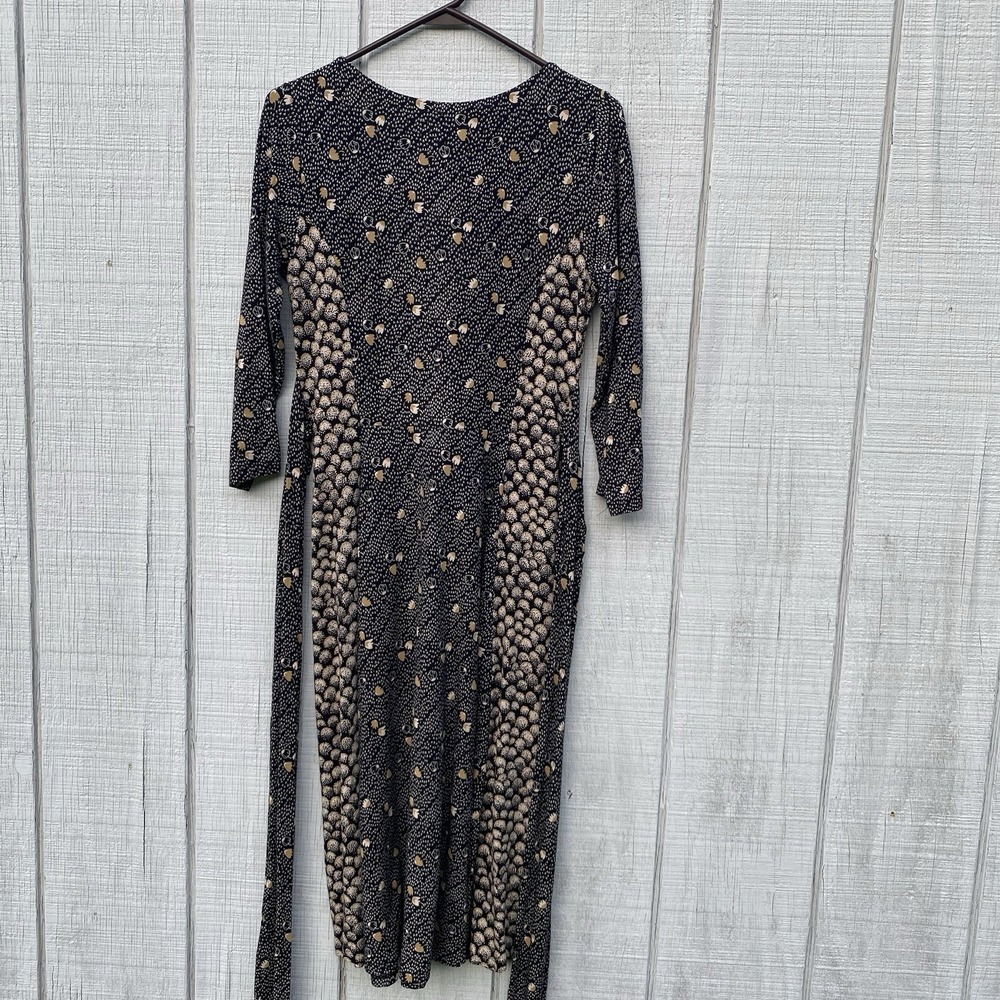 Boden Anna Wrap Tie Dress 3/4 Sleeve Midi Length Jersey Stretchy Modest Size 4 - Picture 5 of 6